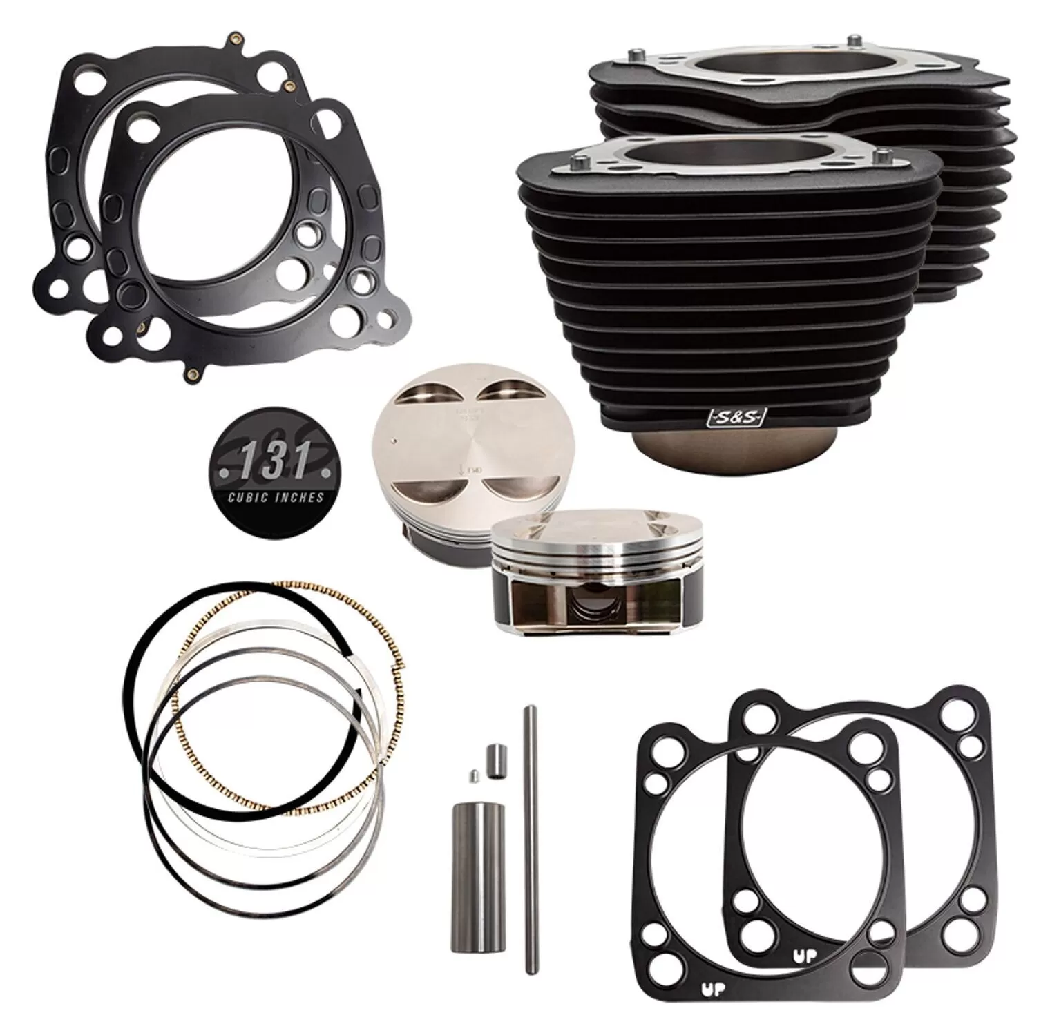 S&S 131" Big Bore Stroker Cylinder & Piston Kits For Harley Milwaukee-Eight 2017-2023 Black No Highli... [Open Box]